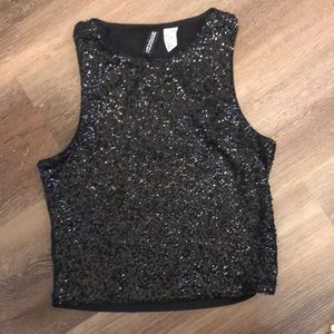black sequined cropped tank